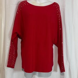 Red Embellished Women's Top